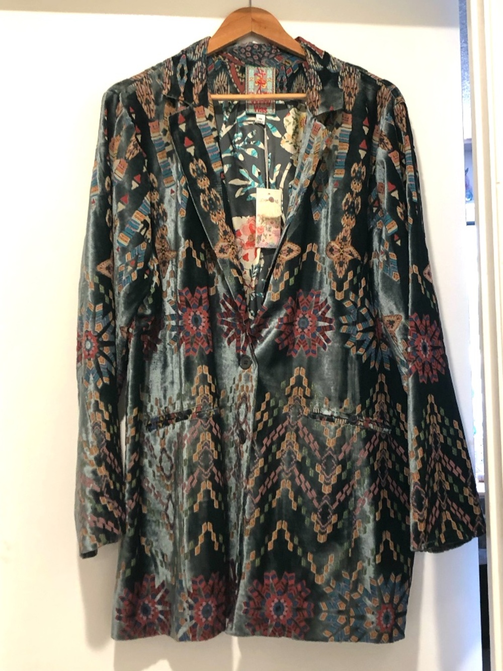 Authentic Johnny Was NWT Green Patterned Velvet Jacket size XXL (original $505)